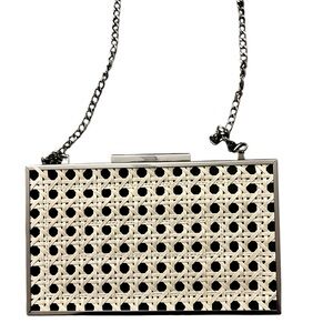 Inge Christopher Cora Crosshatch Clutch with Chain